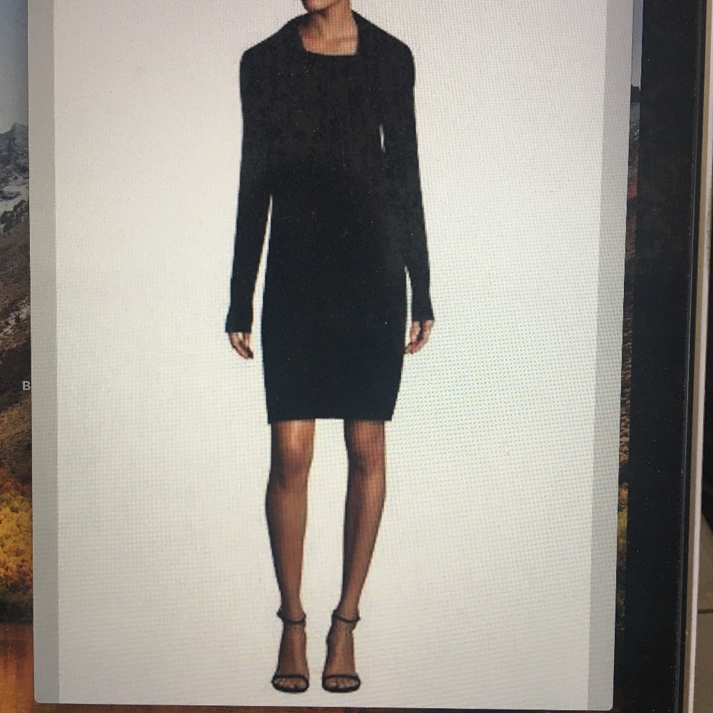 NWT $175 DONNA KARAN Black Knit Cowl Neck Dress